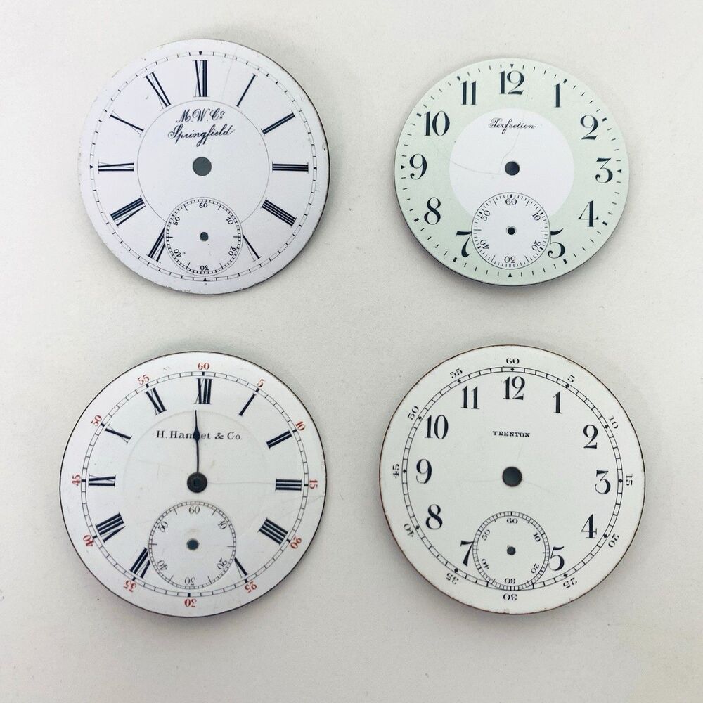 Pocket Watch Enamel Dials M.W.Co Springfield Perfection Trenton H.Hamlet lot